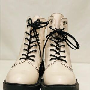 Coach Cream Lace-Up Boots for Women